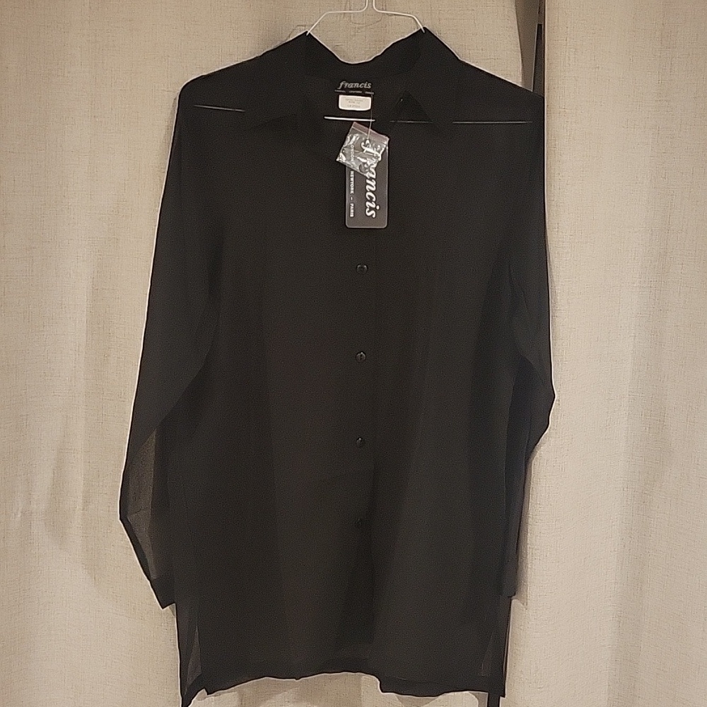 NWT FRANCIS Black Sheer Blouse